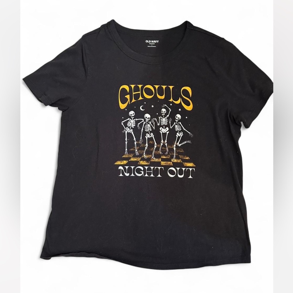 Old Navy Black Skeleton‎ Graphic Tee Halloween Shirt
